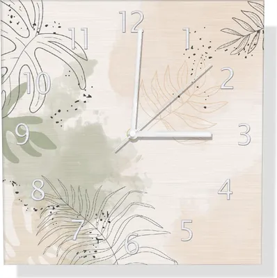Produktbild von Wallario Design Wanduhr Botanisches Aquarell aus Aluverbund, Größe 30 x 30 cm