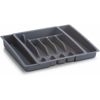 Produktbild von Zeller Besteckkasten, ausziehbar, Kunststoff, grau 29-50x38x6,5