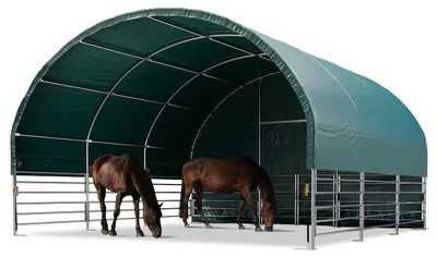 Produktbild von Weidezelt 6x6 m PVC Plane 2300 Newton - für Erduntergrund - vorn offen - grün