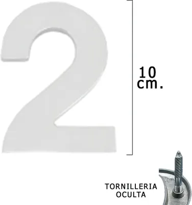 Image de Numéro "2" Wolfpack, argent mat, 10 cm + vis, blister de 1 pièce