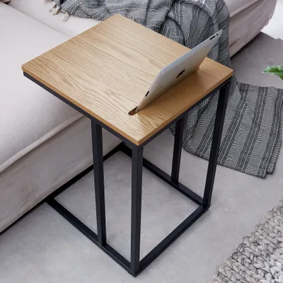 Produktbild von riess-ambiente Massivholz Beistelltisch SCANDINAVIA 45cm natur Wildeiche Metall schwarz Laptoptisch Couchtisch Sofatisch Kaffeetisch Wohnzimmertisch Tisch Dekotisch Ablagetisch Serviertisch