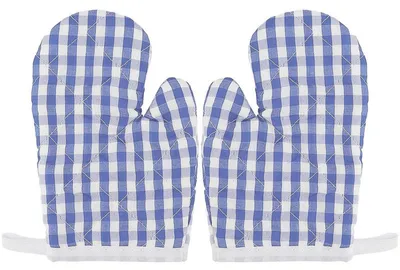 Productafbeelding van Kinderovenwanten, 1 paar, lichtblauw, hittebestendig, geruit
