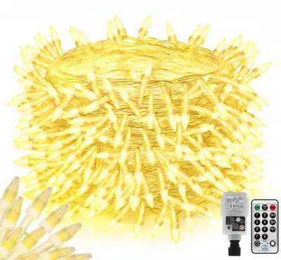 120 m Lichterkette, 800 LEDs, warmweiß, Fernbedienung, Timer, IP44