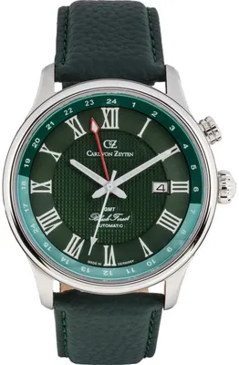Produktbild von Carl von Zeyten CVZ0087GRS Rench Automatik GMT silber grün Leder Herren Uhr