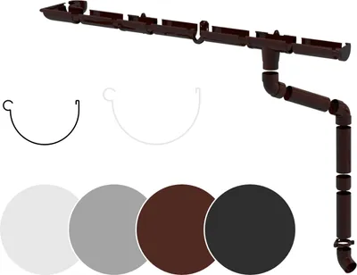 Produktbild von RAINWAY S Regenrinnen Komplettset (1 Dachseite) - PVC-U Kunststoff in 4 Farben, für Dachflächen < 100m² empfohlen (Set min. 10 Meter, braun) Kunststoffrinne Entwässerung