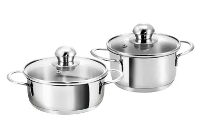 Produktbild von Kopf Mini Topfset Parvus (Edelstahl, 2-teilig, 12 + 14 cm, inkl. Glasdeckel, Induktion)