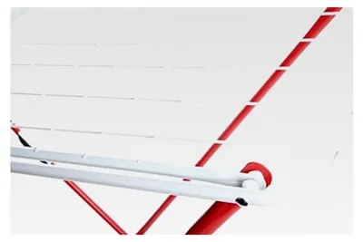 Produktbild von Flügelwäschetrockner Rot: Stabile Stahlkonstruktion, 18 m Trockenlänge, für Zuhause, Balkon und Freien, 184 cm x 50 cm x 102 cm (LxBxH), 102 cm x 50 cm x 4 cm (HxBxS) geschlossen