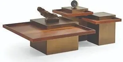 Produktbild von Moderner Brauner Couchtisch Set Wohnzimmer Holz Kaffeetisch Luxus Set