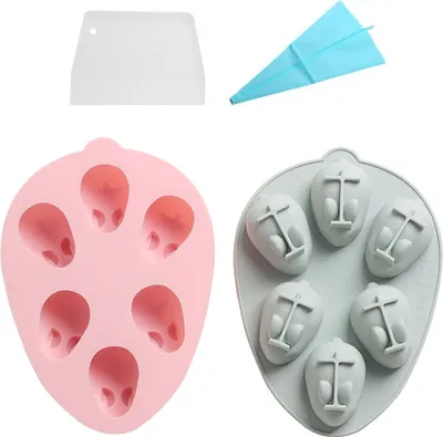 Obrázek produktu pro 2 balení 6 dutin 3D králičí silikonové formy, roztomilé králičí želé formy, flexibilní měkké formy pro domácí pečení, DIY, formy na čokoládové želé, zmrzlinu, pudinkovou pěnu