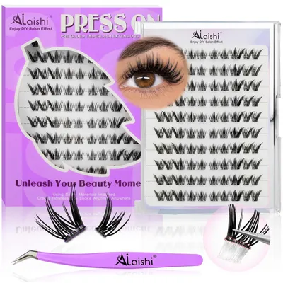 Produktbild von Selbstklebende Wimpern 100 Stück DIY Lash Cluster Kit 10-14mm Fluffy D Curl mit Pinzette