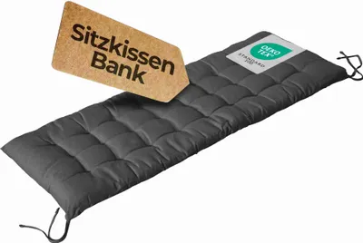 Produktbild von Bank Sitzkissen Stuhlkissen Indoor & Outdoor 1er Set 120x40 cm - Anthrazit - etérea Stuhl Kissen Auflage mit Bändern