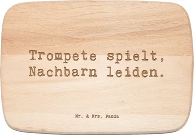 Produktbild von Mr. & Mrs. Panda Schneidebrett Spruch Trompete Freude - Transparent - Geschenk, Frühstücksbrett, Frühstücksbrettchen, Musik, Lernen, vesperbrett, Blasinstrumente, jazzig