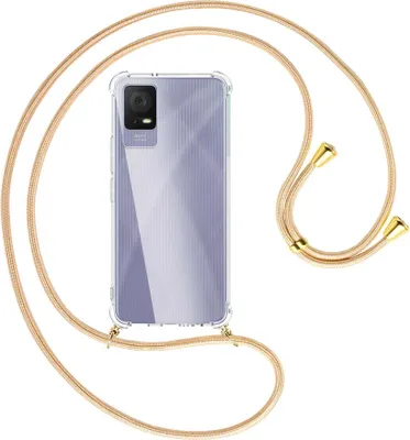 Produktbild von Handykette Backcover-Schutzhülle mit Band (Metall goldfarben) für TCL 405 (T506D, 6.6'') - Goldkordel