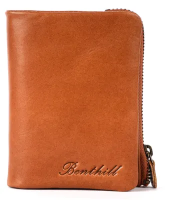 Produktbild von Benthill Kleine Geldbörse Echt Leder - Damen Geldbeutel mit RFID Schutz - 6 Kartenfächer - Slim-Wallet inkl. Geschenkbox