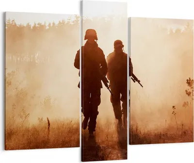 Produktbild von Bild auf Leinwand - Leinwandbild - Soldat Gewehr - 95x80cm - Wand Bild - Wanddeko - Wandbilder - Leinwanddruck - Bilder - Kunstdruck - Wanddekoration - Leinwand bilder - Wandkunst - CB95x80-4043