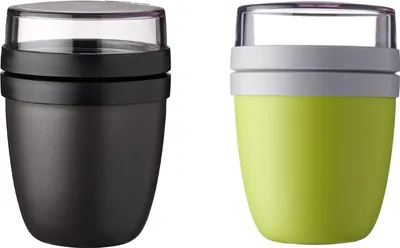 Produktbild von Mepal | Lunchpot Ellipse Mixed | Nordic Black & Lemon Lime | vielseitiger Reisebegleiter | Joghurt- und To-Go-Becher | mikrowellen- und spülmaschinengeeignet | ideal für Tiefkühler