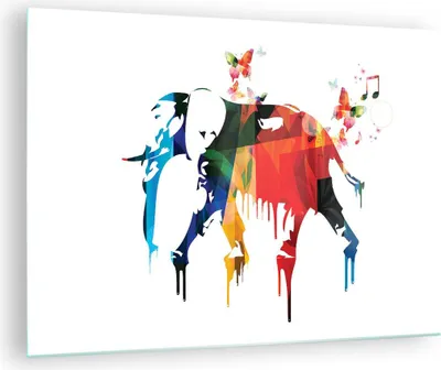 Produktbild von Bilder auf glas - Elefant Tierwelt Fantasie - 70x50cm - Glasbilder - Wandbilder - Kunstdruck - zum Aufhängen bereit - Wanddekoration aus Glas - Glas Bilder - Wandbild auf Glas - GAA70x50-3079