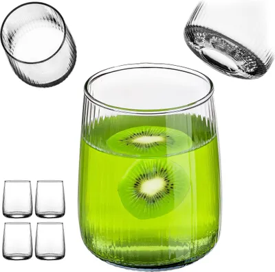 Immagine prodotto di Bicchieri da acqua KADAX 310ml, set di 4, eleganti bicchieri con struttura scanalata, bicchieri per acqua, succo di frutta, bevande analcoliche e cocktail, bicchieri da succo in vetro, bicchieri da cocktail (Mia)