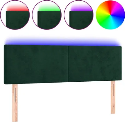 Produktbild von vidaXL LED Kopfteil Dunkelgrün 144x5x78/88 cm Samt
