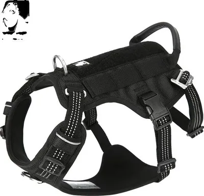 Obrázek produktu pro Postroj pro zvířata, odolný proti útěku, reflexní, černý, L-hrudník 69-81 cm
