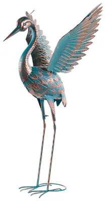 Zdjęcie produktu dla BELIANI Rzeźba ogrodowa niebieski metal figurka ogrodowa ptak stojąca ozdoba do ogrodu