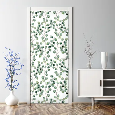 Produktbild von Dekorative Türposter selbstklebend Klebefolie Wandaufkleber Türaufkleber Grünes florales 85 x 200 cm