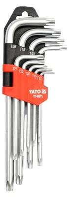 Produktbild von Yato YT-0511, L-Torx-Schlüsselsatz, T10, T15, T20, T25, T27, T30, T40, T45, T50, Silber, Chrom-Vanadium-Stahl, 1,5 cm, 7,2 cm