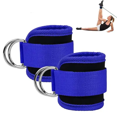 Produktbild von Knöchelmanschetten 2 Stück – Verstellbare Fußmanschetten mit D-Ring – Kabelzug Manschetten für Fitness & Beintraining – Knöchelriemen – Blau
