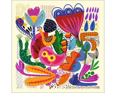 Produktbild von Glasbild Animals And Flowers 20x20 cm