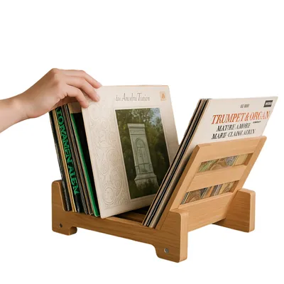Produktbild von Schallplattenständer Plattenhalter Plattenständer Vinyl Aufbewahrungssystem Bambus