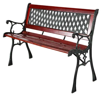 Produktbild von Massivholz Gartenbank Parkbank Metall pulverbeschichtet und Hartkunststoff Braun/Schwarz