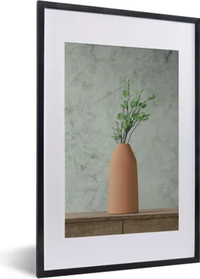 Produktbild von MuchoWow® Gerahmtes Poster Vase - Pflanzen - Stilleben 40x60 cm - Poster mit Schwarzem Bilderrahmen Wandposter Rahmen Foto Bilder - Poster in Rahmen