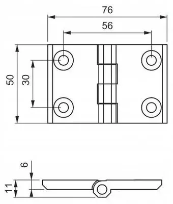 Produktbild von JSA 300 Flaches Türscharnier 76x50mm Verchromt