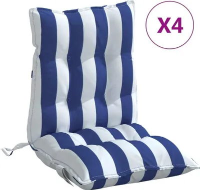 Produktbild von vidaXL Niedriglehner-Auflagen 4 Stk. Blau Weiß Gestreift Oxford-Gewebe