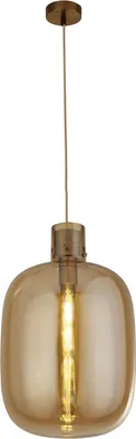 Produktbild von Hängelampe Rauchglas Metall E27 rund Ø 30 cm H: max. 120 cm in Messing Bernstein Retro Hängeleuchte