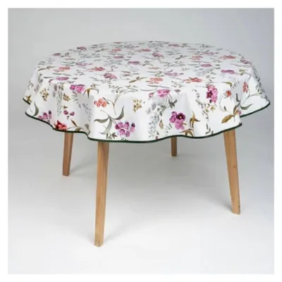 Produktbild von Runde Wachstuch Tischdecke 140 cm abwaschbar mit Saum und Paspelband, Muster: Bunte Blumenranken