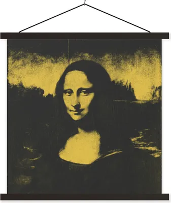 Produktbild von MuchoWow® Textilposter Mona Lisa - Leonardo da Vinci - Kunst 120x120 cm mit schwarzem Rahmen - Aufhängungsset