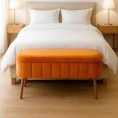 Obrázok produktu pre Hanah Home, kvalitný taburet (100% melamín) v oranžovej farbe, 90 cm | 100% Babyface