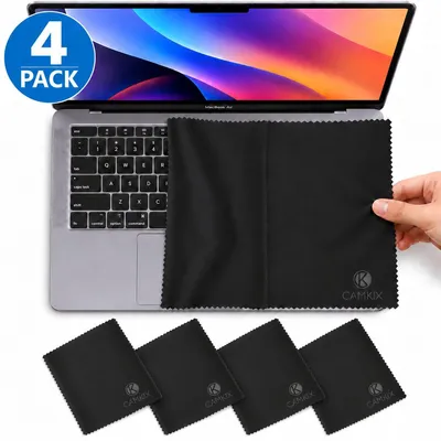Zdjęcie produktu dla Ściereczki z mikrofibry do czyszczenia klawiatury i folie ochronne na ekran laptopa (4 szt.) – 35 × 22 cm – kompatybilne z Apple MacBook Pro 15–16"