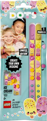 Produktbild von LEGO 41910 DOTS Eiscreme Freundschaftsarmbänder, 2 x Kinderarmband, Kinderschmuck, Bastelset für Kinder