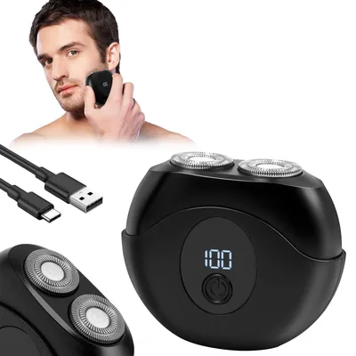 Obrázek produktu pro Mini holicí strojek pro muže, bezdrátový, USB, s ostrými a magnetickými hlavicemi, černý