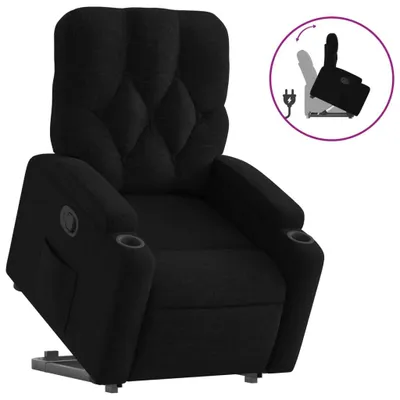 Immagine prodotto di vidaXL Poltrona relax con ausilio per l'alzata in tessuto nero