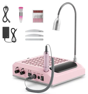 Image de Perceuse électrique pour ongles, aspirateur à poussière d'ongles, éclairage LED, rose