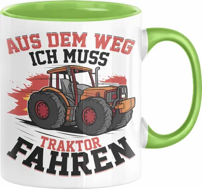 Produktbild von Bauer Landwirt Geschenk Tasse Aus Dem Weg Ich Muss Traktor Fahren Geschenkidee Jungs (Grün)
