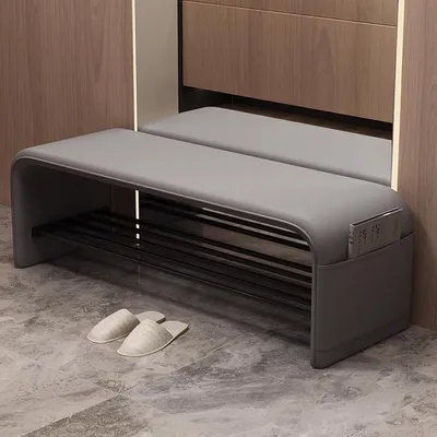 Image de Banc de rangement pour chaussures avec assise, 80 cm, gris