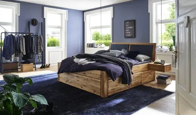 Produktbild von Bett Horsens Sonderl. 200x210 Sonderhöhe Wildeiche Kopfteil Schubkasten Blenden