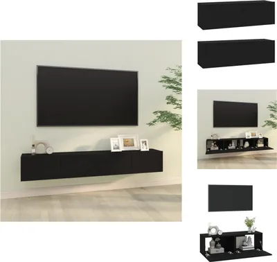 Produktbild von vidaXL TV-Wandschränke 2 Stk. Schwarz 100x30x30 cm Holzwerkstoff - TV-Möbel