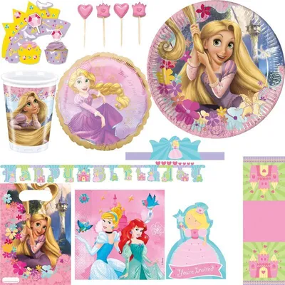Produktbild von XXL Rapunzel Kindergeburtstag  Partyset Geburtstag Deko Party Disney Princess Prinzessin