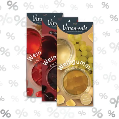 Produktbild von Weingummi - Bundle (Rot+Weiß+Rosé), 3 x 150g - Weingeschenk, Gastgeschenk, Mitbringsel