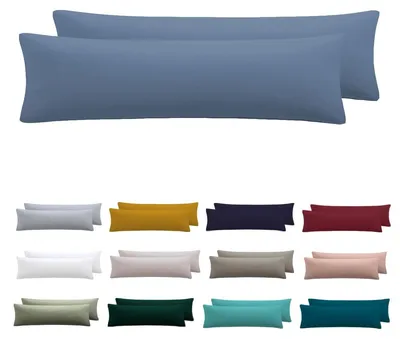 Produktbild von Kissenbezug für Seitenschläfer, 40 x 145 cm, 2er-Set – Kissenbezug 40 x 145 cm, blau, 100 % Mikrofaser, mit Reißverschluss, weich und knitterfrei
